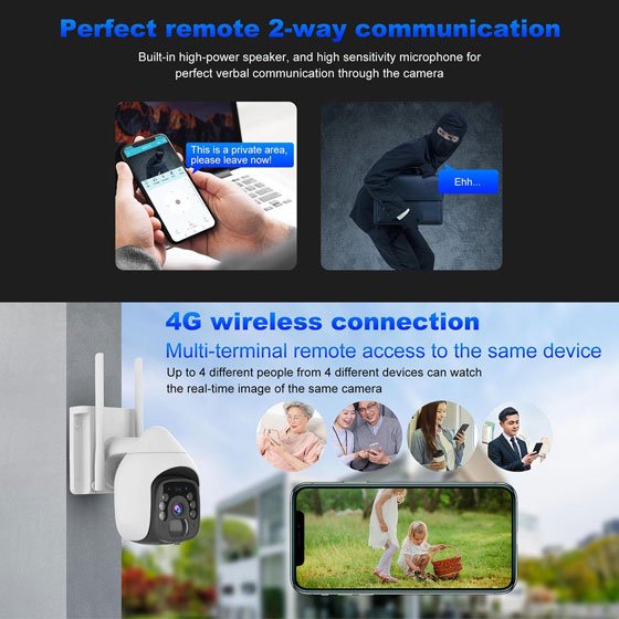 Cámara Solar Wifi 4G PTZ IP65 con (SIM CARD) – Ecoled Colombia