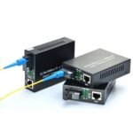 HANUTECH Gigabit Media Converter, RJ-45 to Fiber Optic Converter, 10/100/1000Base-Tx to 1000Base-LX, (Throughput Speed Upto 1000 Mbps) Single-Mode SC Fiber Upto 20KM, Pair (A+ B)